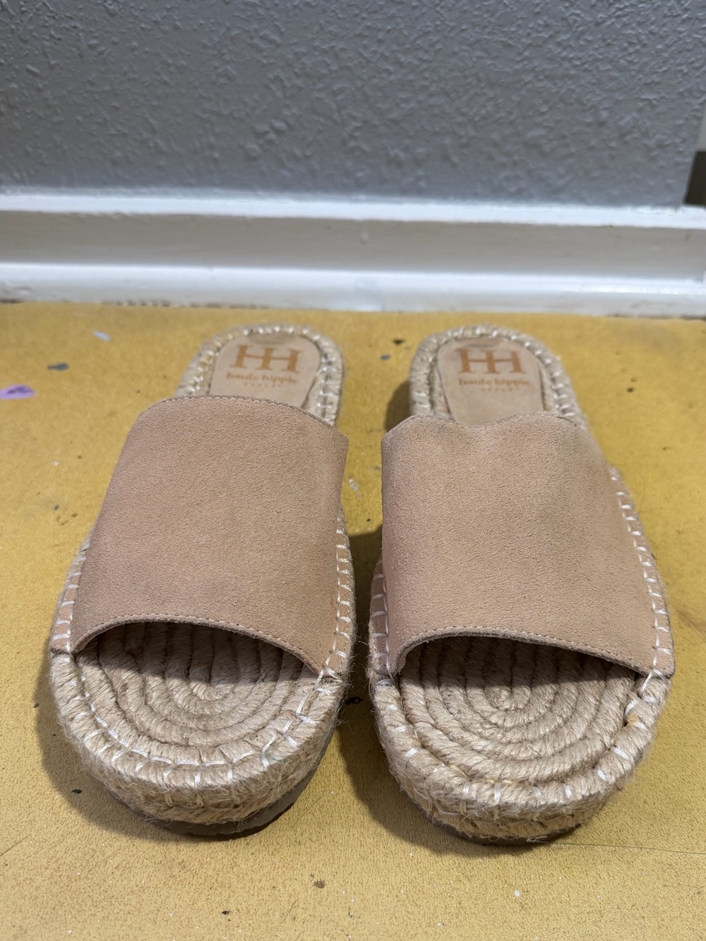 Tan Suede Slide Sandals